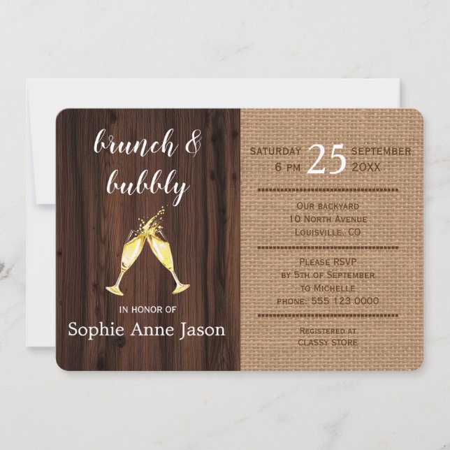 Romantische Bloemen Burlap Oude schuur Brunch & Bu (Voorkant)