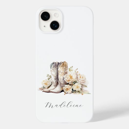 Romantische Bloemen Cowgirl Laarzen Pioenrozen Case-Mate iPhone Case (Achterkant)