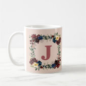Romantische Bloemen Custom Monogram Koffiemok (Links)