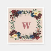 Romantische Bloemen Custom Monogram Servet (Voorkant)