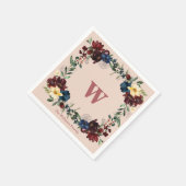 Romantische Bloemen Custom Monogram Servet (Hoek)