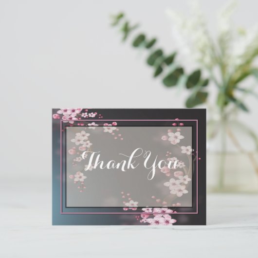 Romantische bloemen dank je briefkaart (Staand voorkant)