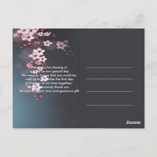 Romantische bloemen dank je briefkaart (Achterkant)