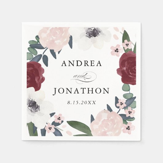 Romantische Bloemen Drank servetten (Voorkant)