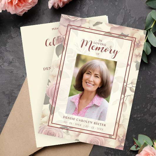 Romantische Bloemen  Effect Begrafenis Foto Kaart