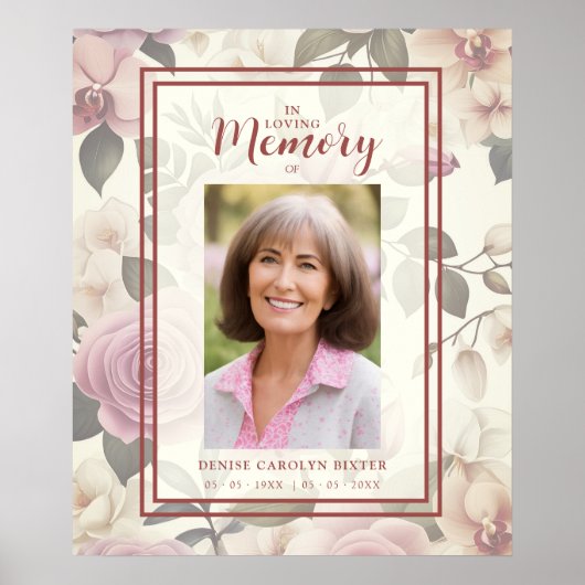 Romantische Bloemen  Effect Begrafenis Foto Poster (Voorkant)