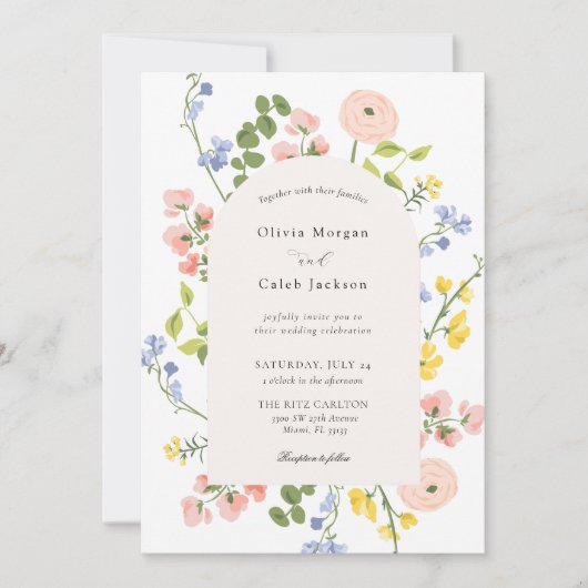 Romantische Bloemen Elegante Huwelijk Kaart (Voorkant)