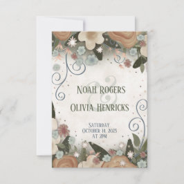 Romantische Bloemen Elegante Inspirivity Bruiloft RSVP Kaartje