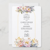 Romantische Bloemen Elegantie Huwelijksuitnodiging Kaart (Voorkant)