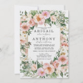 Romantische Bloemen Elegantie - Tuin Bloesems Huwe Kaart (Voorkant)