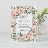 Romantische Bloemen Elegantie - Tuin Bloesems Huwe Kaart (Staand voorkant)