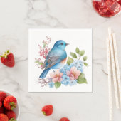 Romantische bloemen en blauwe vogel servet (Insitu)