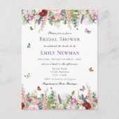 Romantische bloemen en botervliegen | VRIJGEZELLEN Uitnodiging Briefkaart (Voorkant)