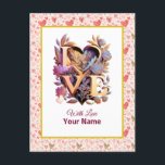 Romantische bloemen en gouden hart briefkaart<br><div class="desc">Romantische bloemen en gouden hartkaart.
Voeg een touch van elegantie toe aan uw Valentijnsdag-cadeaus met deze prachtige kaart. Met een levendig bloemhartontwerp met gouden accenten is deze kaart perfect om uw liefde en waardering uit te drukken. De kaart laat u toe om uw eigen persoonlijke bericht te schrijven.</div>