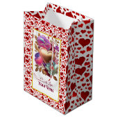 Romantische bloemen en gouden hart medium cadeauzakje (Voorkant Gekanteld)