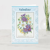 Romantische Bloemen en  Kant Valentijnsdag Kaart (Voorkant)