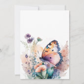 Romantische bloemen en vlinder Verjaardag Uitnodig Kaart (Achterkant)