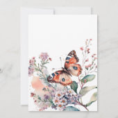 Romantische bloemen en vlinder Verjaardag Uitnodig Kaart (Achterkant)