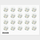 Romantische bloemen en witte vlinder dank u ronde sticker (Vel)