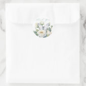 Romantische bloemen en witte vlinder dank u ronde sticker (Tas)