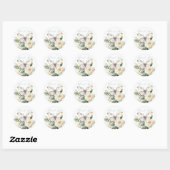 Romantische bloemen en witte vlinder dank u ronde sticker (Vel)