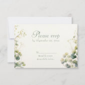 Romantische Bloemen Eucalyptus bladeren, bruiloft  RSVP Kaartje (Voorkant)