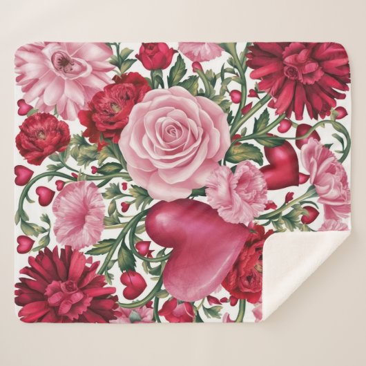 Romantische Bloemen Fleece Deken (Voorkant (horizontaal))