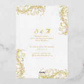 Romantische Bloemen Franse Rococo Beide ouders Tro Folie Uitnodiging (Achterkant)