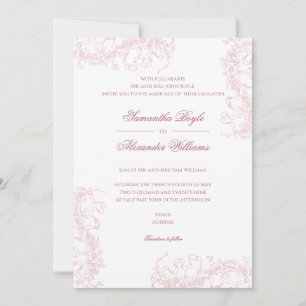 Romantische Bloemen Franse Rococo Dusty Roos Weddi Kaart