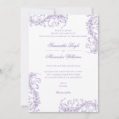 Romantische Bloemen Franse Rococo Lavendel Huwelij Kaart (Voorkant)