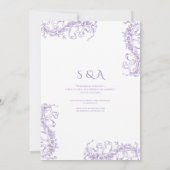 Romantische Bloemen Franse Rococo Lavendel Huwelij Kaart (Achterkant)