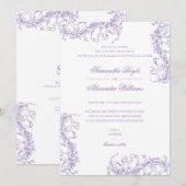 Romantische Bloemen Franse Rococo Lavendel Huwelij Kaart (Voorkant / Achterkant)