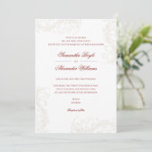 Romantische Bloemen Franse Rococo Maroon bruiloft Kaart (Staand voorkant)