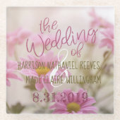 Romantische Bloemen Glas Onderzetter Roze Daisy Glazen Onderzetter (Voorkant)