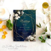 Romantische Bloemen Gouden Krans Smaragdgroene bru Kaart