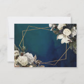 Romantische bloemen gouden krans Trouw RSVP kaart (Achterkant)