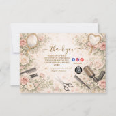 Romantische bloemen haarstudio branding bedankkaart (Voorkant)