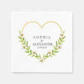 Romantische Bloemen Hart Huwelijk  Servet (Voorkant)