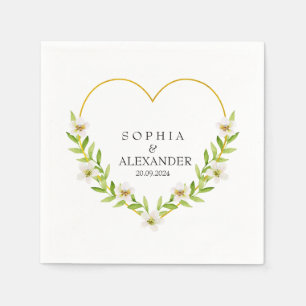 Romantische Bloemen Hart Huwelijk Servet