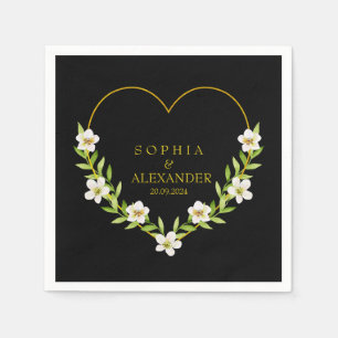 Romantische Bloemen Hart Huwelijk Servet