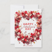 Romantische Bloemen Hart Krans Valentijnsdag Kaart (Voorkant)