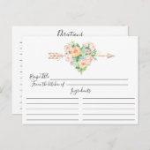 Romantische Bloemen Hart Recept Kaart (Voorkant / Achterkant)