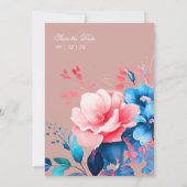 Romantische Bloemen Huwelijk Elegant Script Dusty  Kaart (Achterkant)