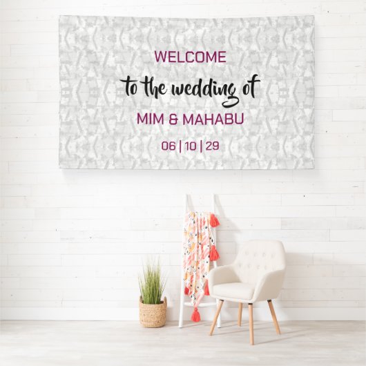 Romantische Bloemen Huwelijk Welkom Banner (Insitu)