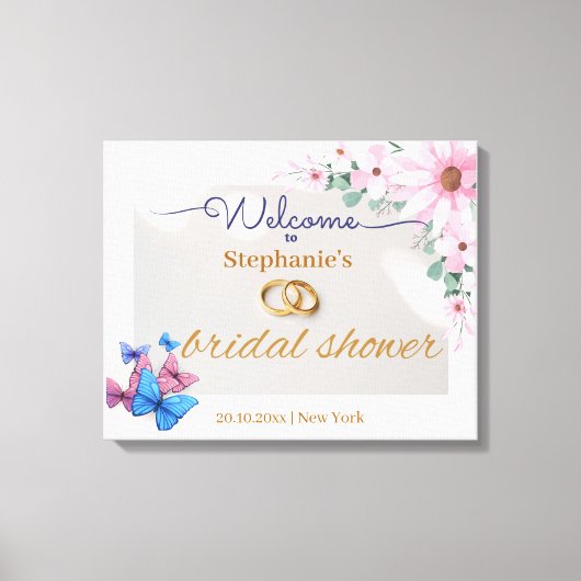 Romantische Bloemen Huwelijk Welkom Poster Canvas Afdruk (Voorkant)