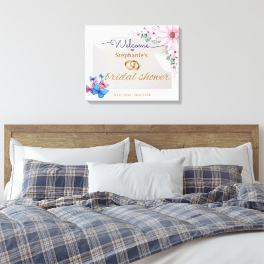 Romantische Bloemen Huwelijk Welkom Poster Canvas Afdruk (Insitu (Slaapkamer))