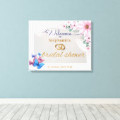 Romantische Bloemen Huwelijk Welkom Poster Canvas Afdruk (Insitu (Houten vloer))