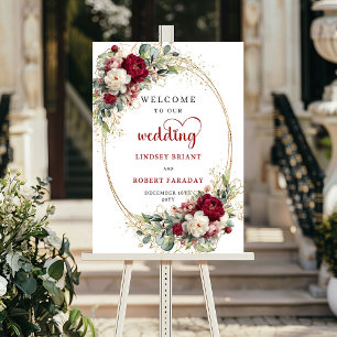 Romantische bloemen-huwelijks-welkomstposter met n poster