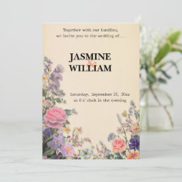🌹 Romantische Bloemen Huwelijksuitnodiging 💒🌼 Kaart