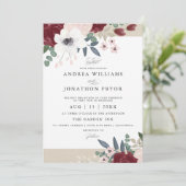 Romantische Bloemen Huwelijksuitnodiging Kaart (Staand voorkant)